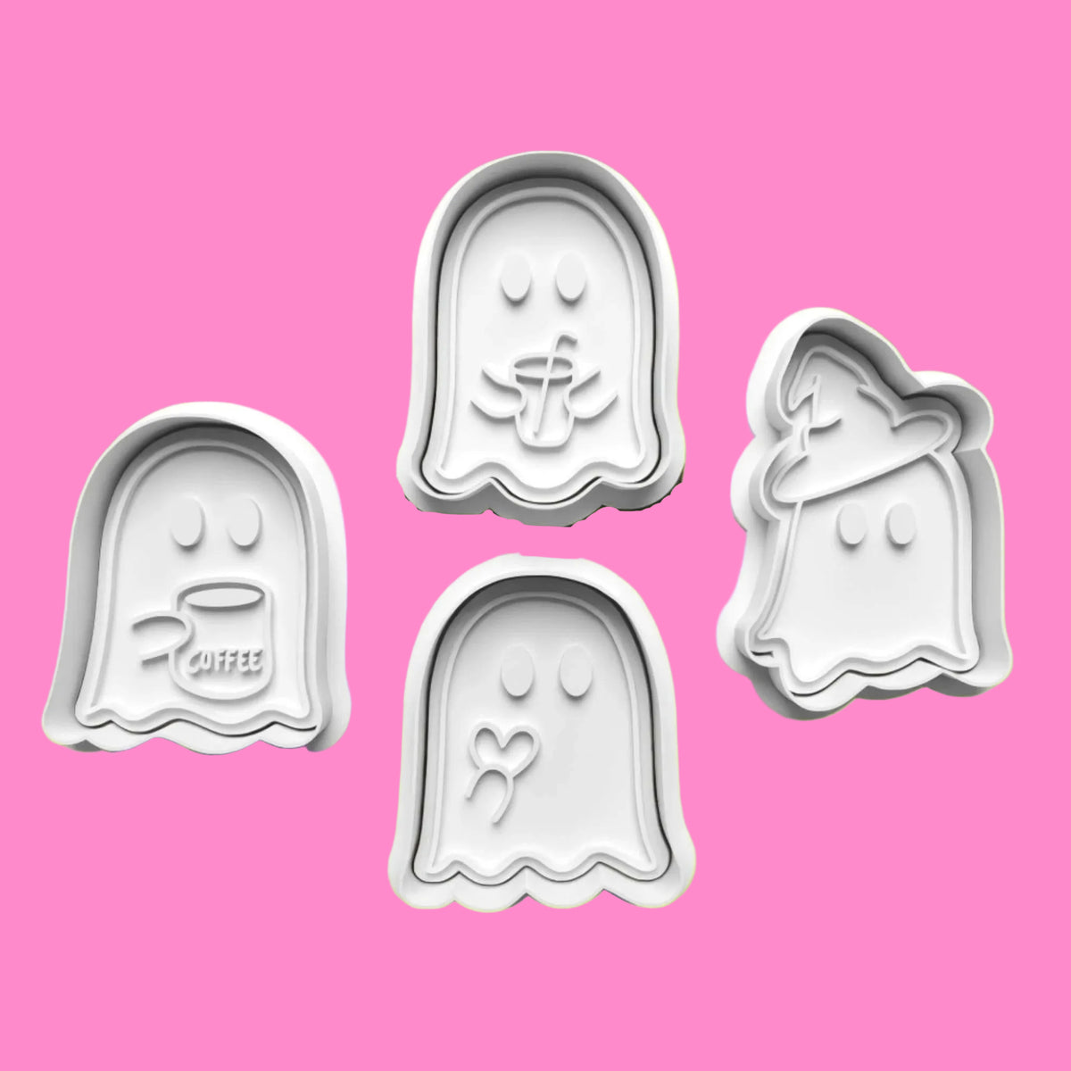 Halloween Ghosts Cookie Cutter and embosser stamp set..