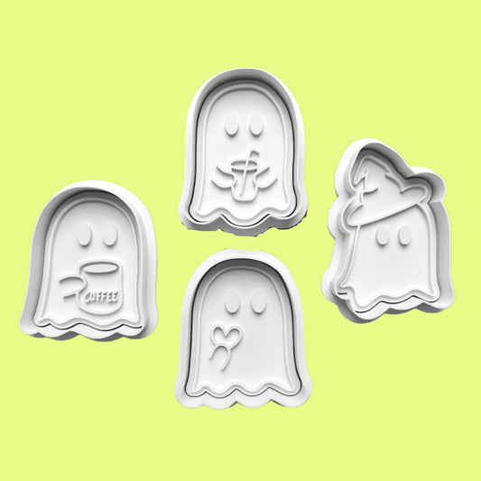 Halloween Ghosts Cookie Cutter and embosser stamp set.