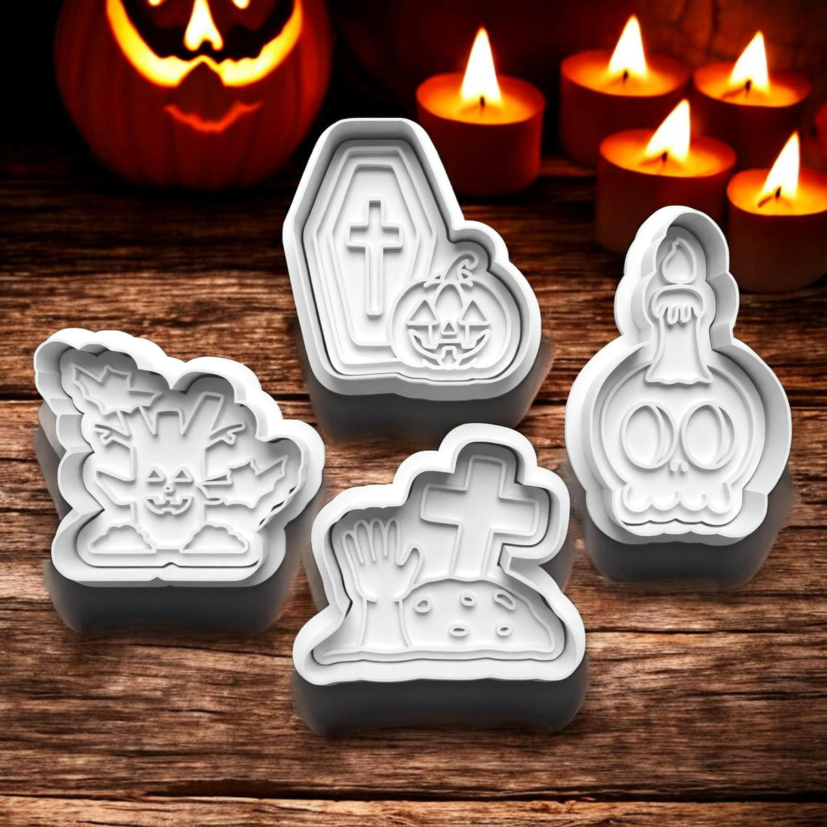 Halloween Graveyard Cookie Cutter and embosser stamp set..