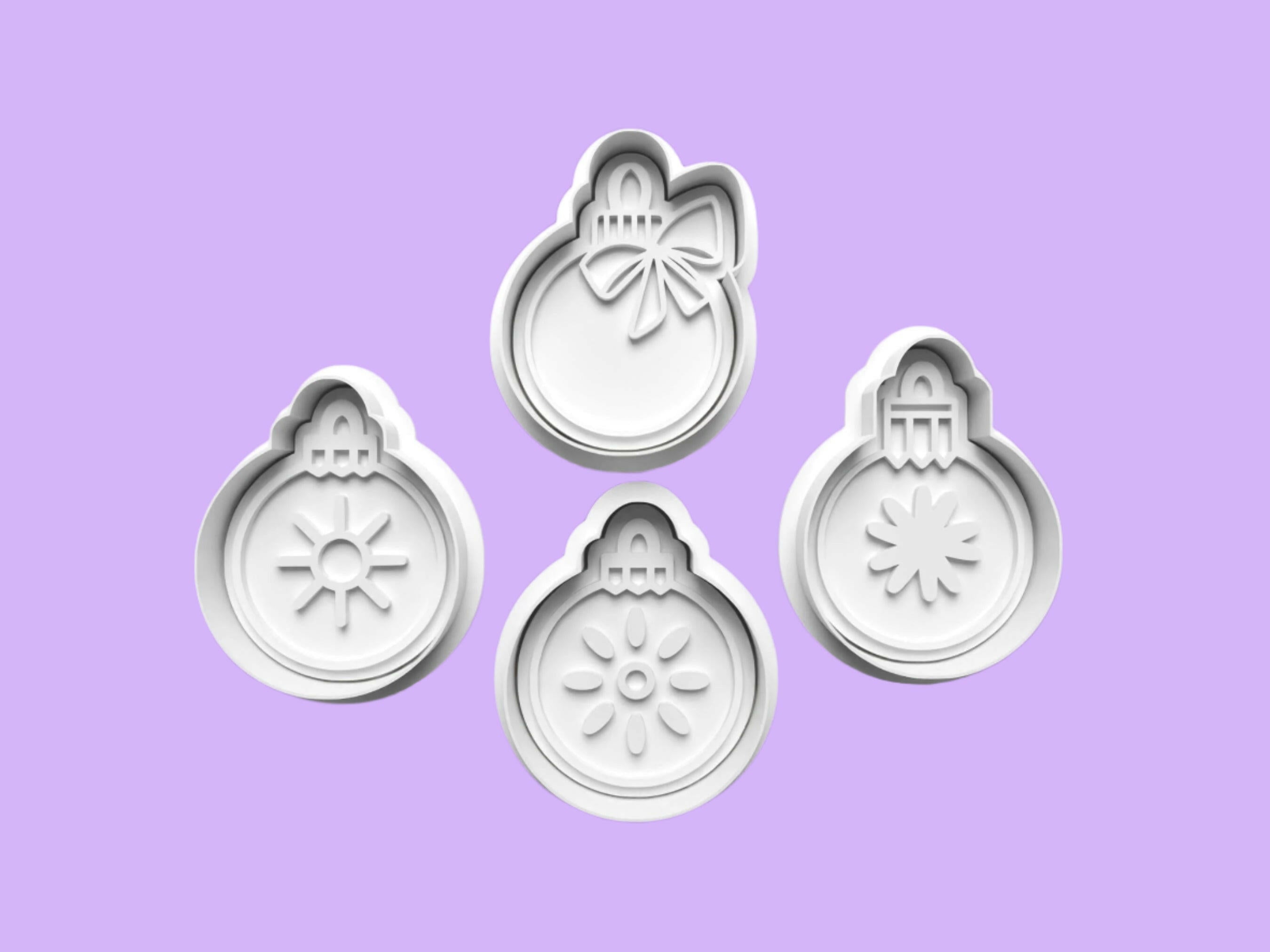 Christmas Baubles Cookie Cutter and embosser stamp set..