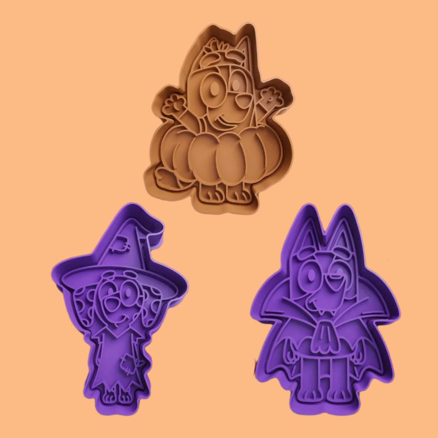 Bluey and Friends Halloween-Inspired Embosser and Cookie Cutter Set – Set of 3.