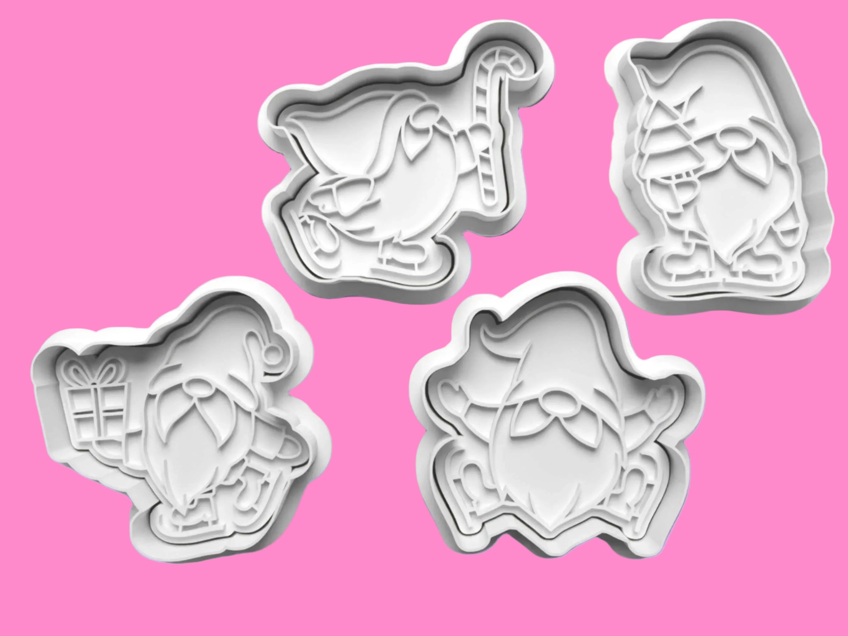 Christmas Gnomes Cookie Cutter and embosser stamp set..
