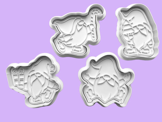 Christmas Gnomes Cookie Cutter and embosser stamp set.