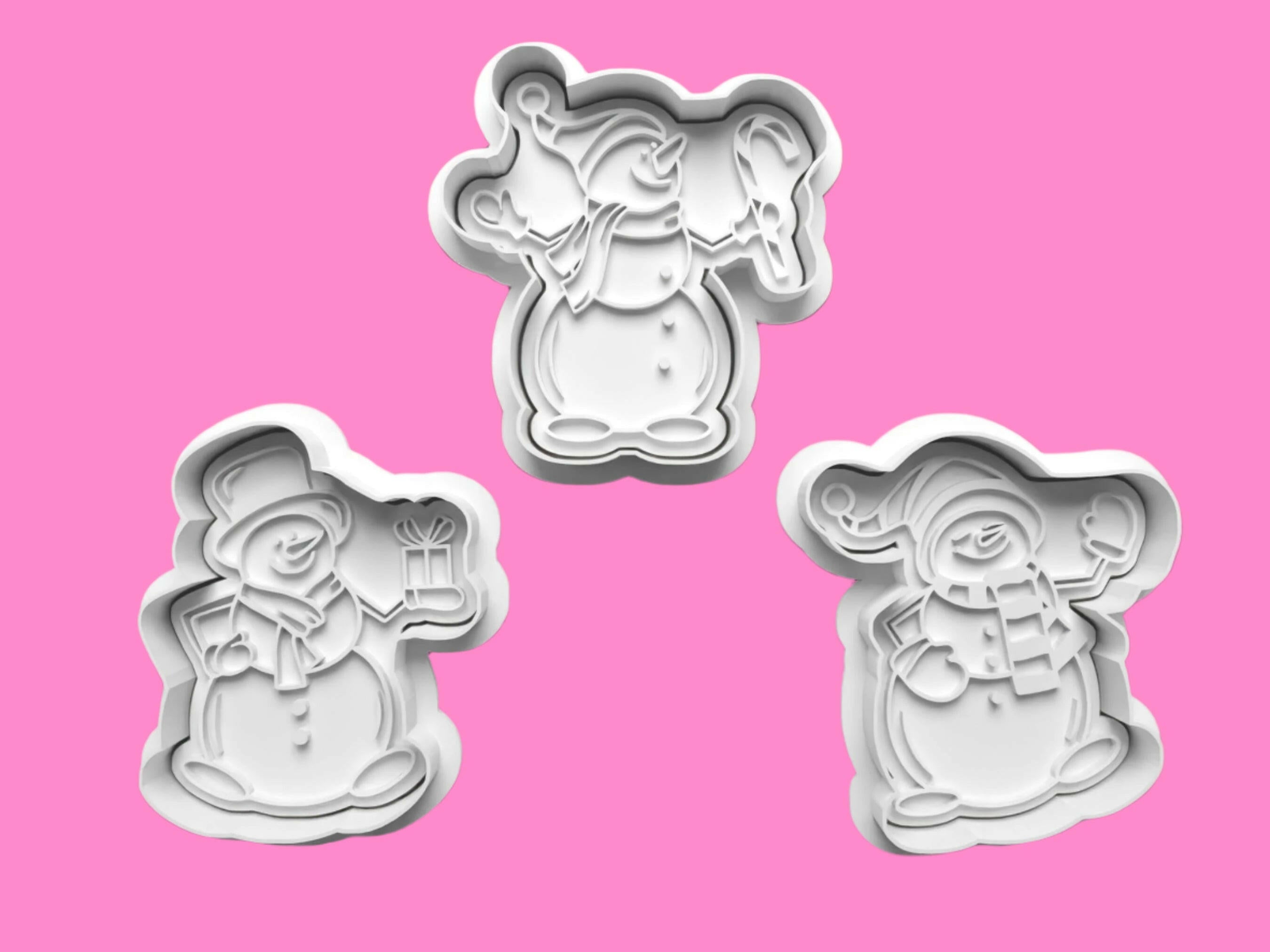 Christmas Snowmen Cookie Cutter and embosser stamp set..