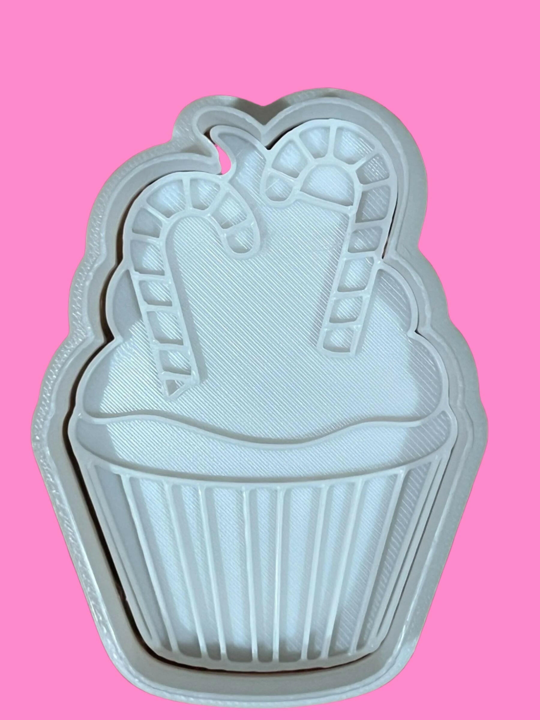 Christmas Cupcake various designs Cookie Cutter and Embosser Stamp.