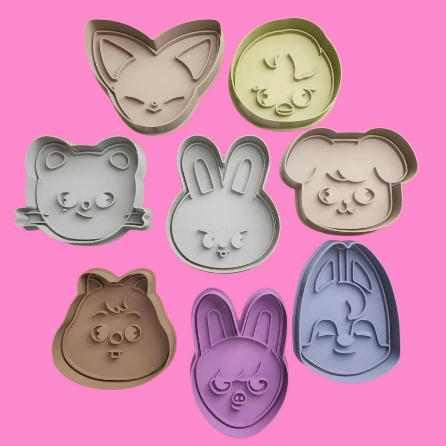 SKZOO Faces Cookie Cutter and Embosser Stamp Set of 8.