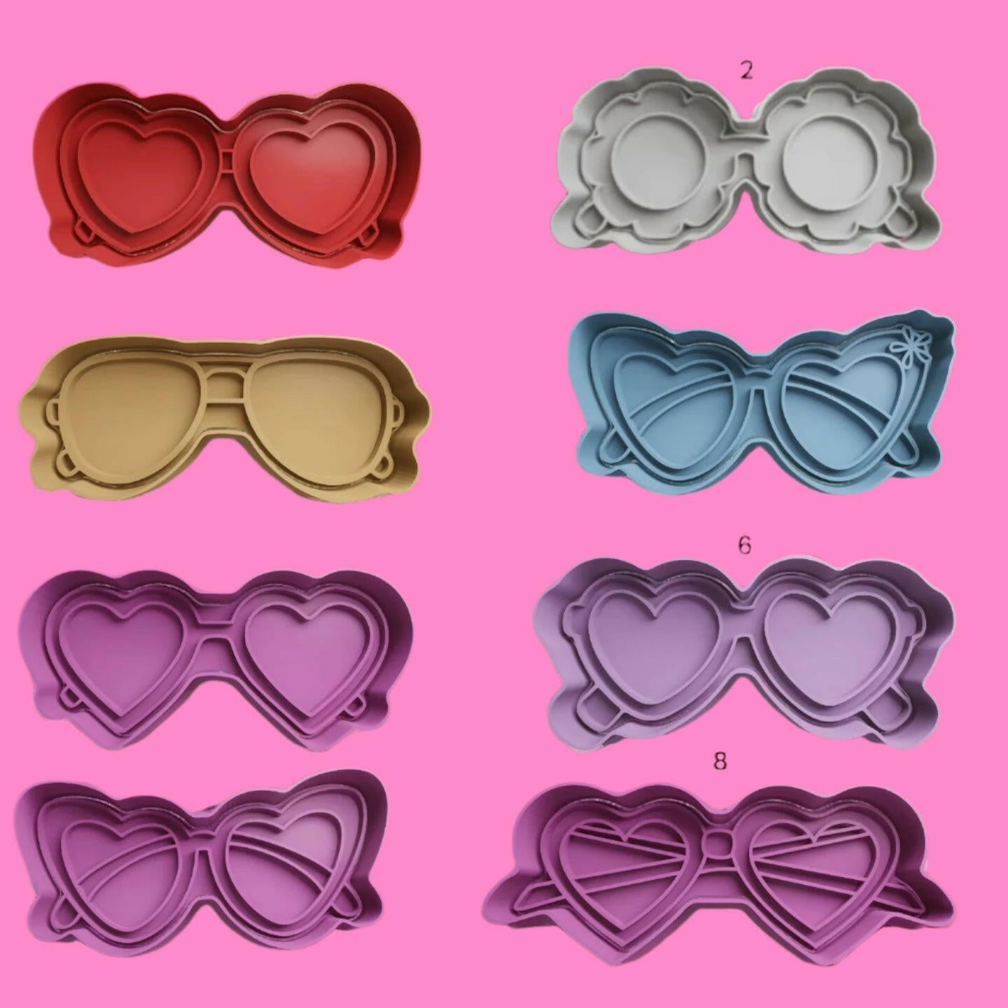 Various Glasses Cookie Cutter and Embosser Stamp.