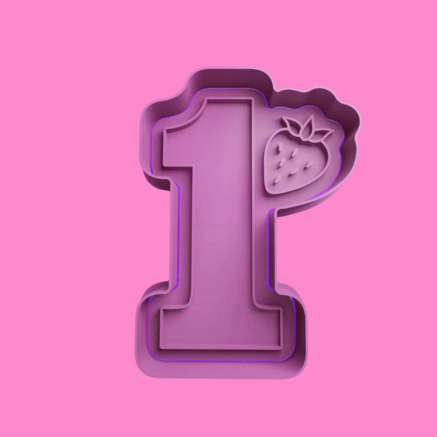 Strawberry One Birthday Cookie Cutte Embosser/Debosser Stamp.