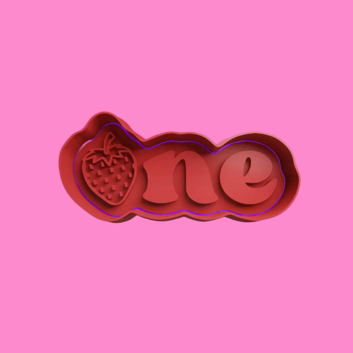 Strawberry One Birthday Cookie Cutte Embosser/Debosser Stamp.