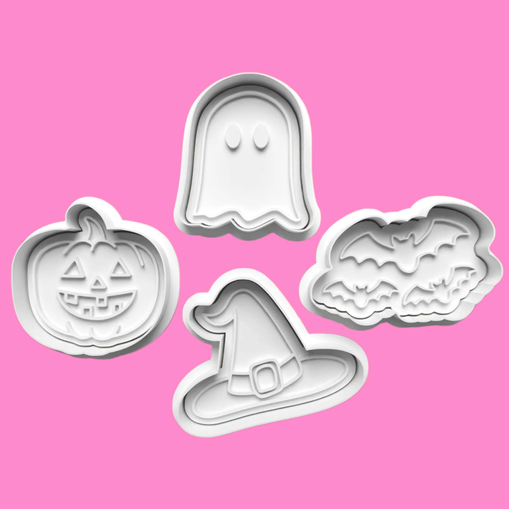 Various Halloween  Cookie Cutter and embosser stamp set..