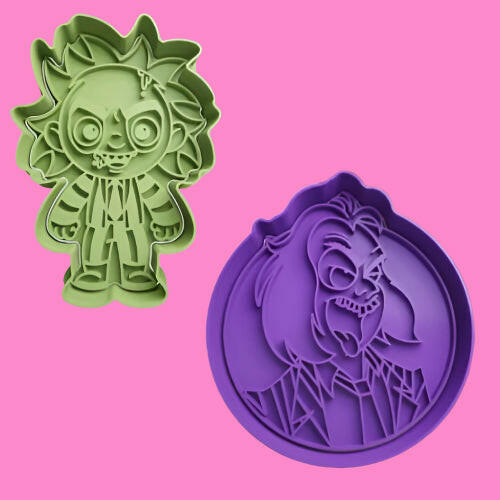 Beetlejuice-Themed Embosser and Cookie Cutter Set – Set of 2.