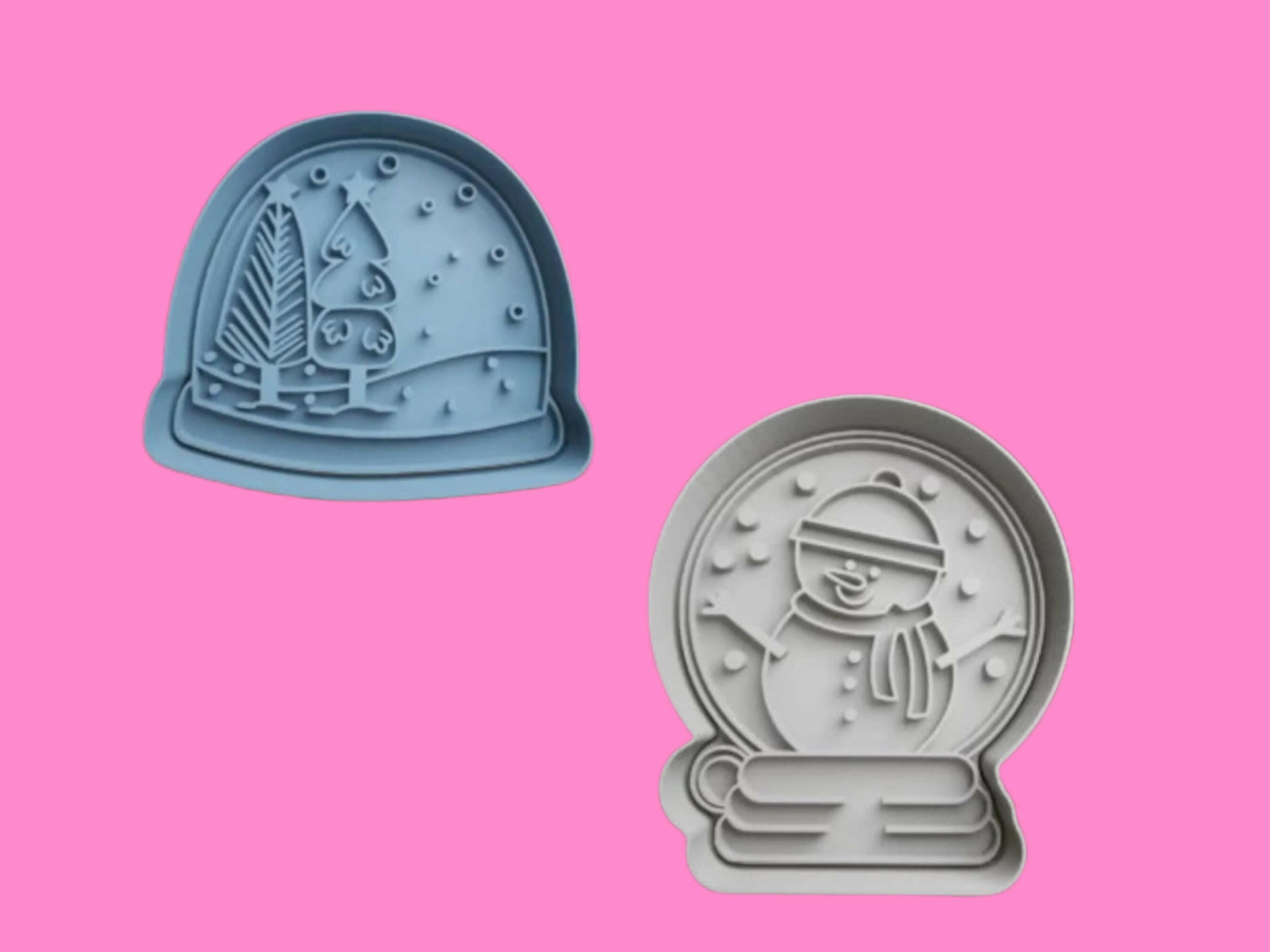 Christmas Snow Globe Embosser and Cookie Cutter Set – 2-Piece or individual Festive Baking Tools.