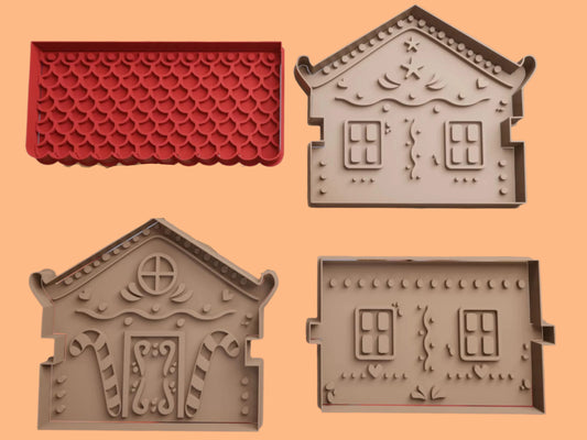 Gingerbread House Template Cookie Cutter and Embosser Stamp  Complete Set