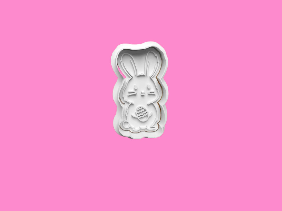 Happy Easter Bunny Cookie Cutter and Embosser Set of 4 handmade item..
