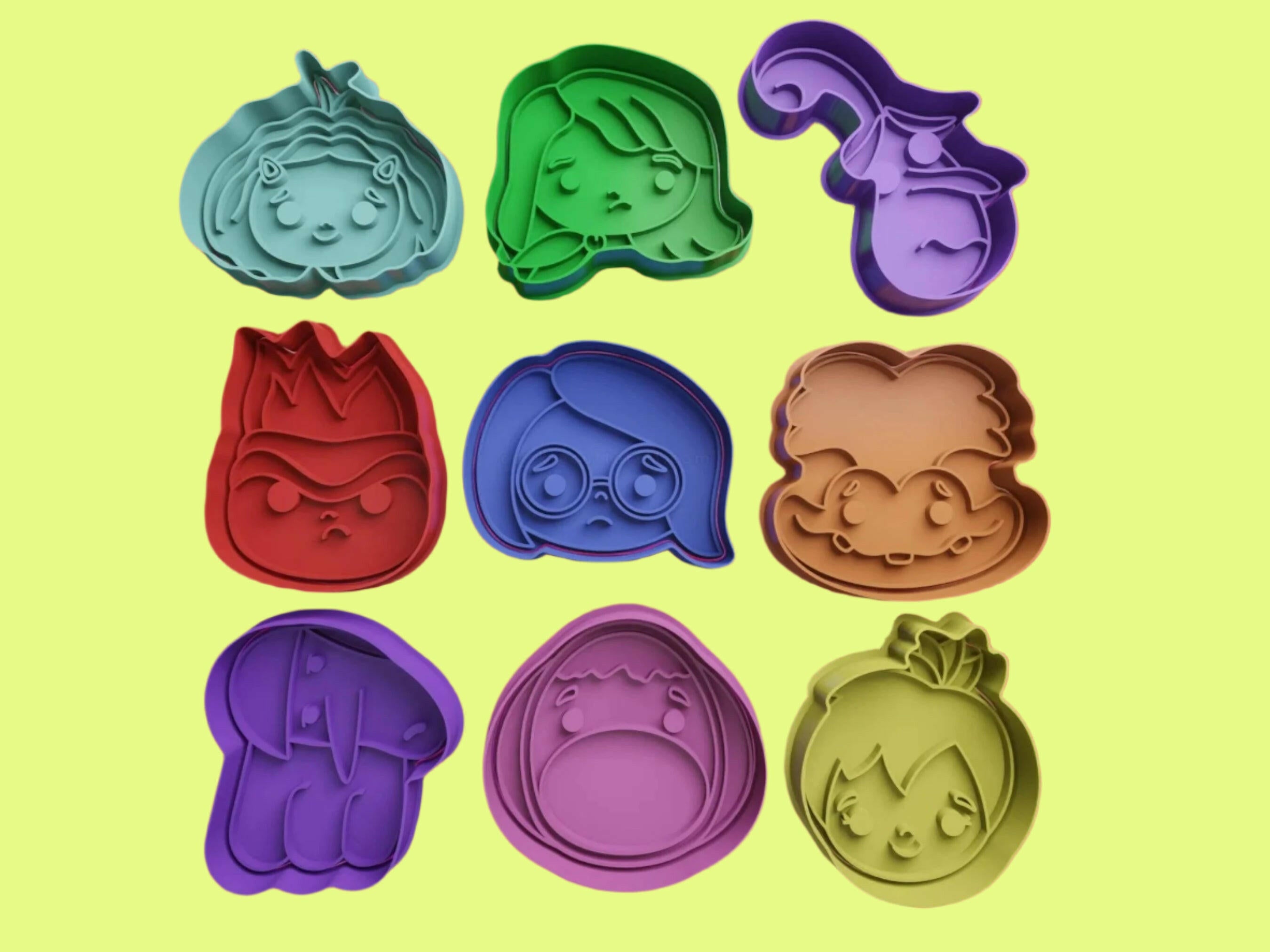 Inside Out Cookie Cutter and Embosser Stamp Complete Set.