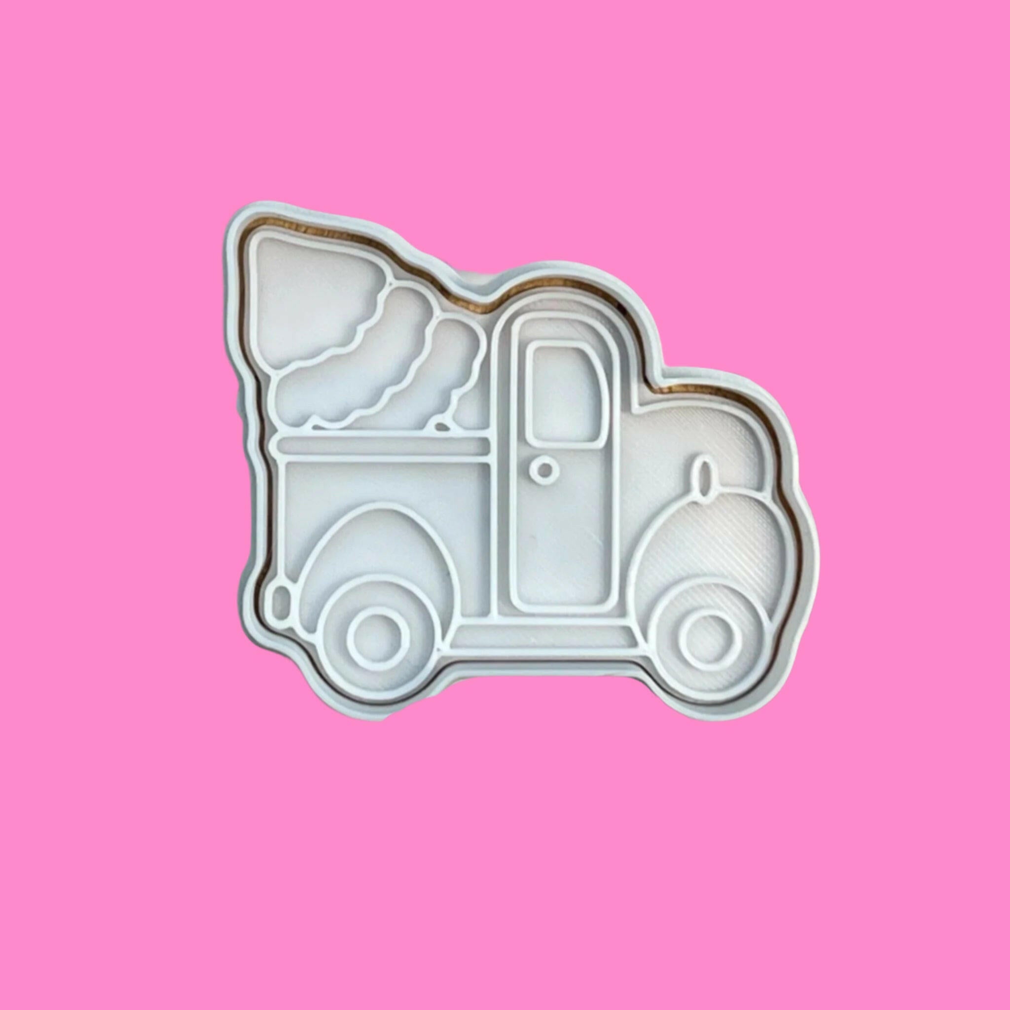 Truck with Christmas Tree Cookie Cutter and embosser stamp set..