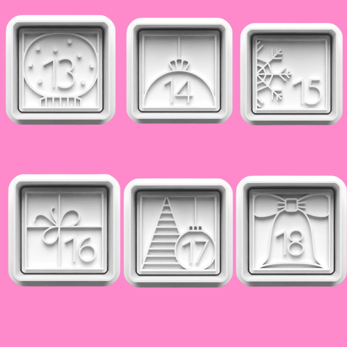 Christmas Advent Calendar Cookie Cutter and embosser stamp set.