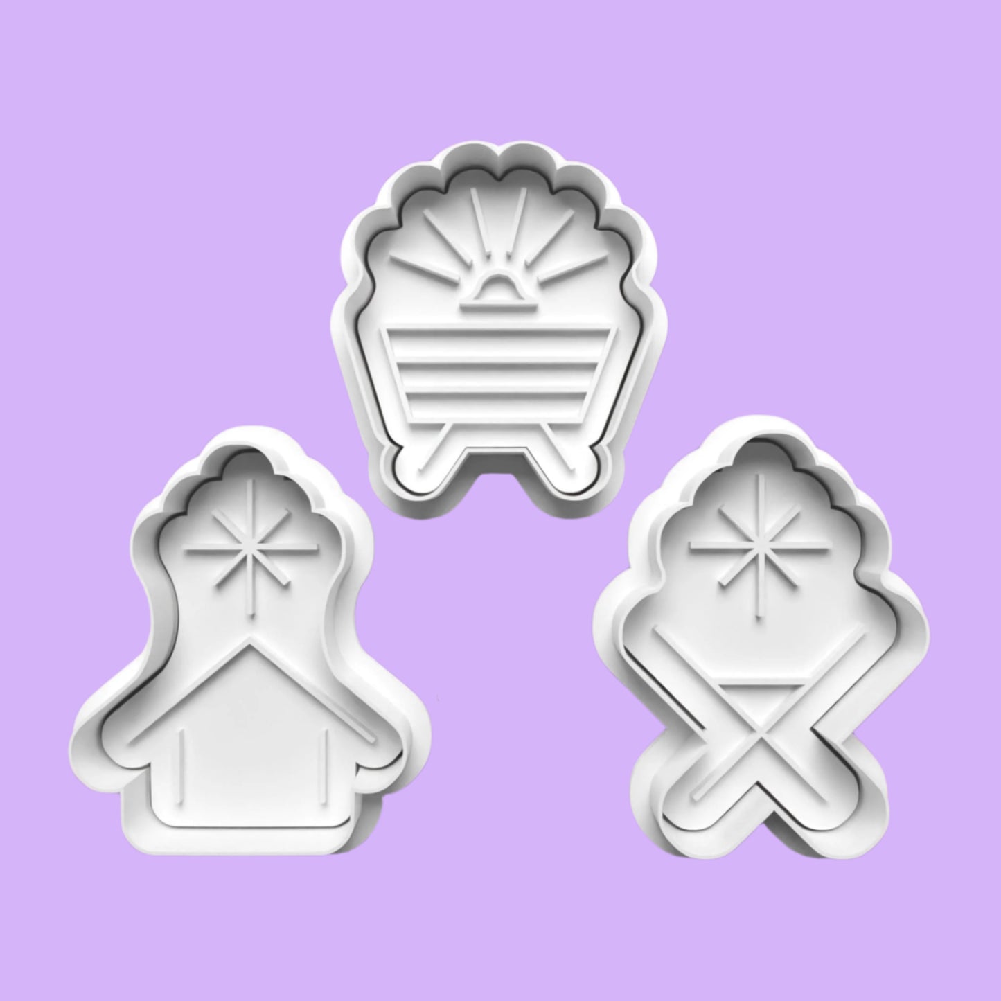 Modern Christmas Nativity Cookie Cutter and Embosser Set.