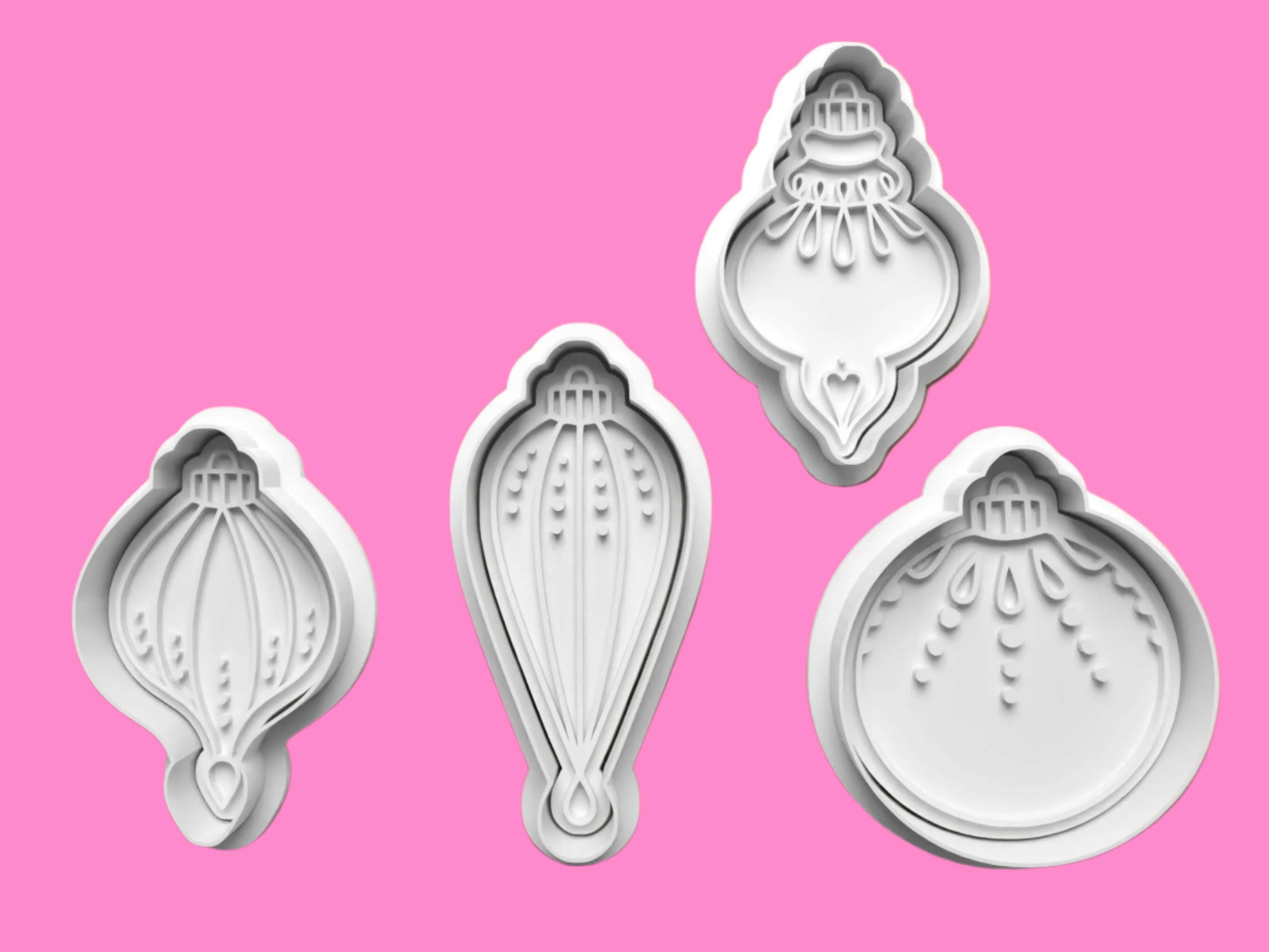 Christmas Baubles Cookie Cutter and embosser stamp set..