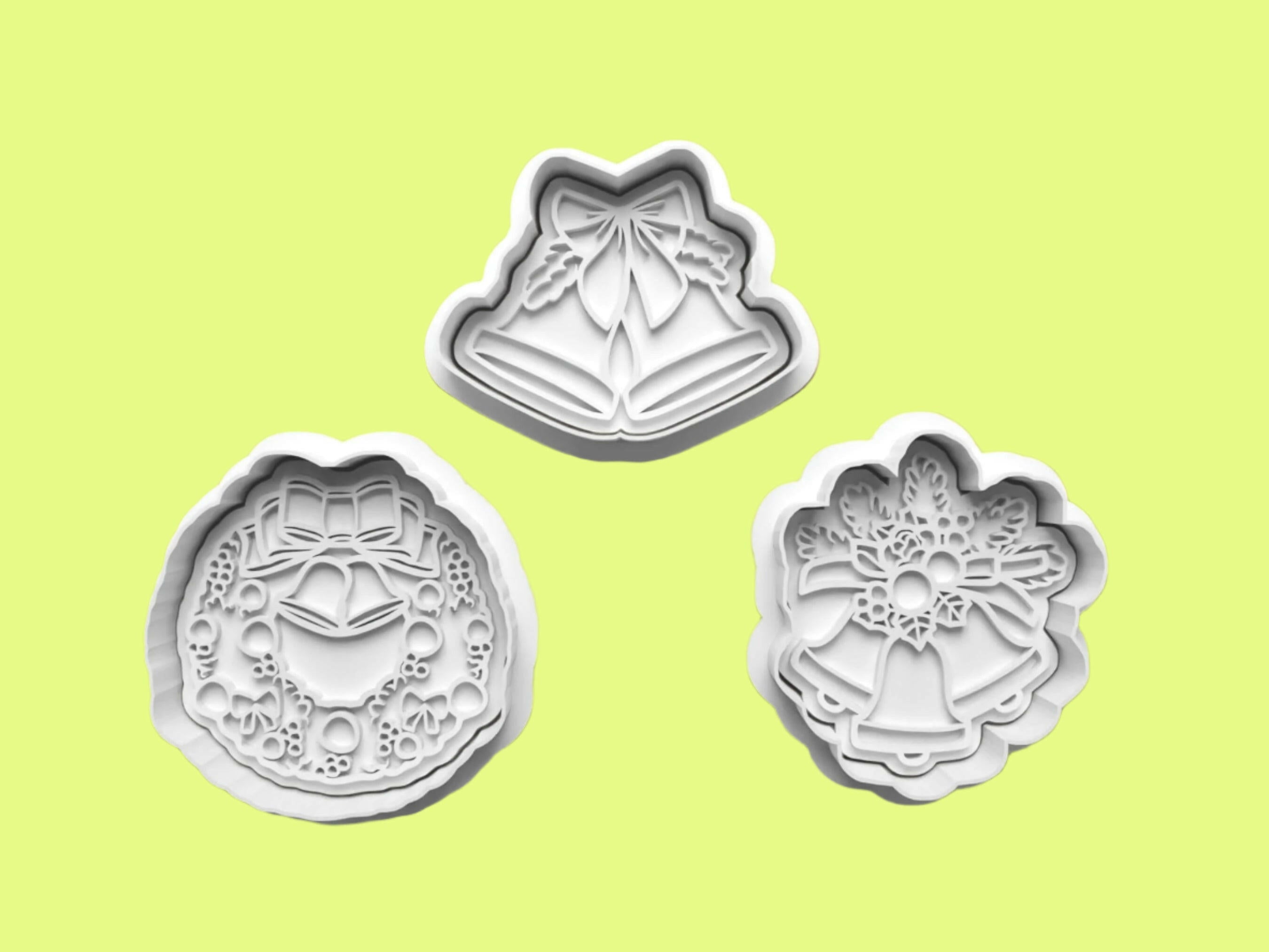Christmas Bells Cookie Cutter and embosser stamp set..