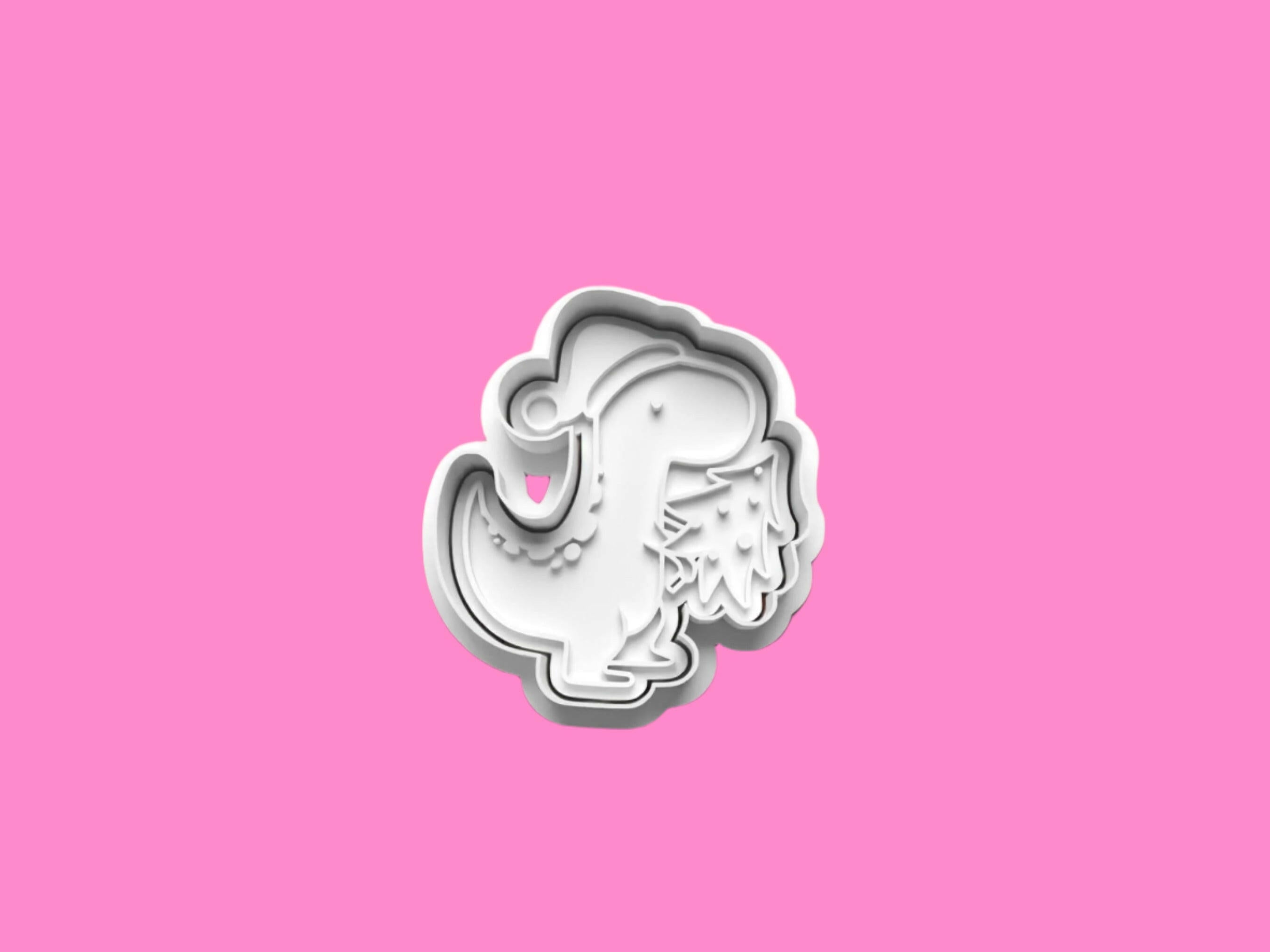 Christmas Dinosaurs Cookie Cutter and embosser stamp set..