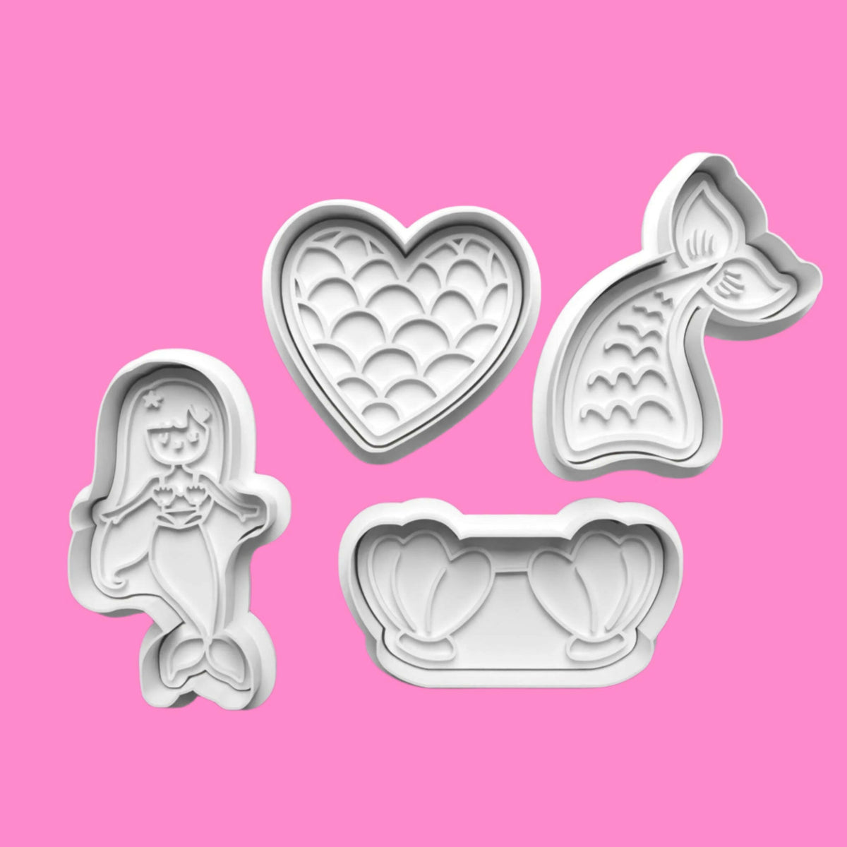 Mermaid-Themed Cookie Cutter Set – 4-Piece Undersea Baking Tools.
