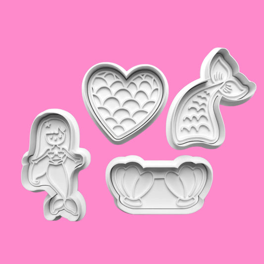 Mermaid-Themed Cookie Cutter Set – 4-Piece Undersea Baking Tools