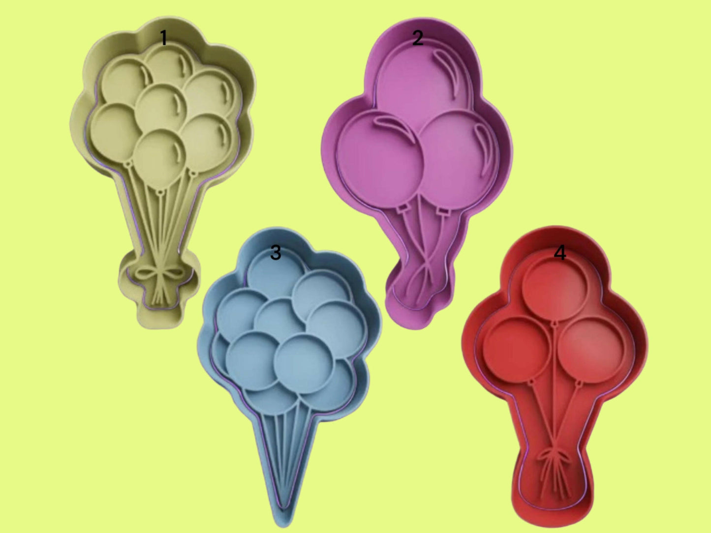 Balloon-Themed Embosser and Cookie Cutter Set – Four Unique Designs.