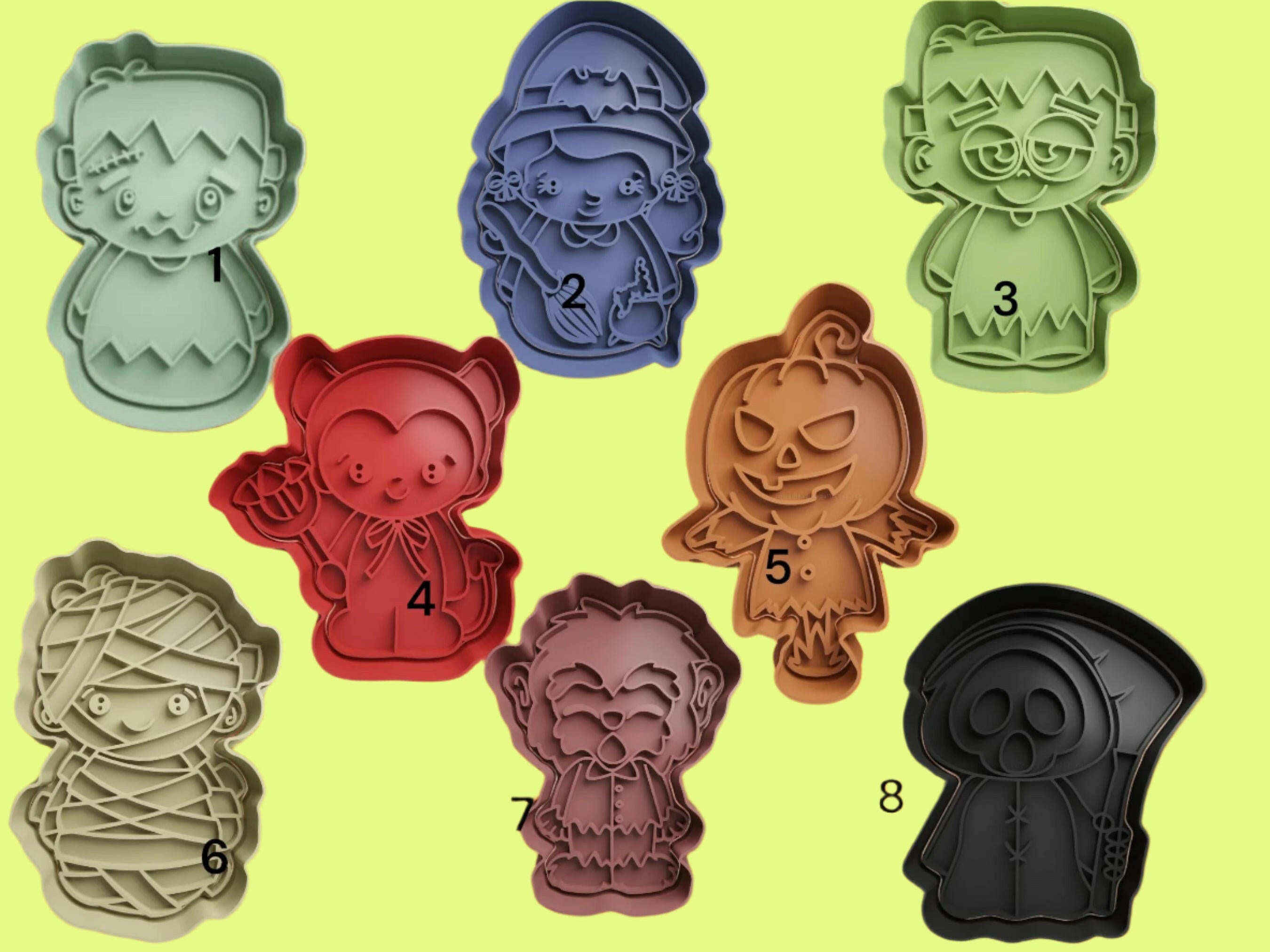 Various Halloween Characters Cookie Cutter and Embosser Stamp.