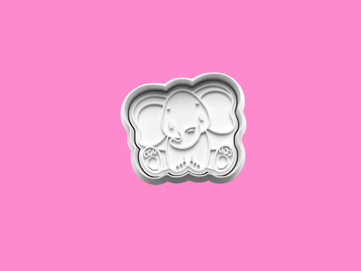 Three Baby Cute Elephant Cookie Cutter and Embosser Set of 3.