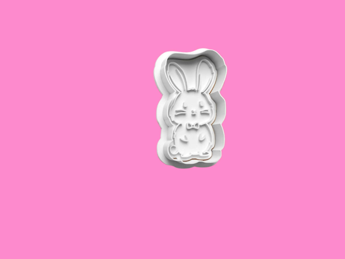 Happy Easter Bunny Cookie Cutter and Embosser Set of 4 handmade item..