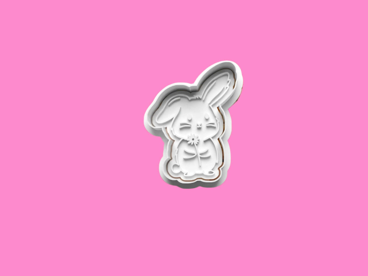 Happy Easter Bunny Cookie Cutter and Embosser Set of 4 handmade item..