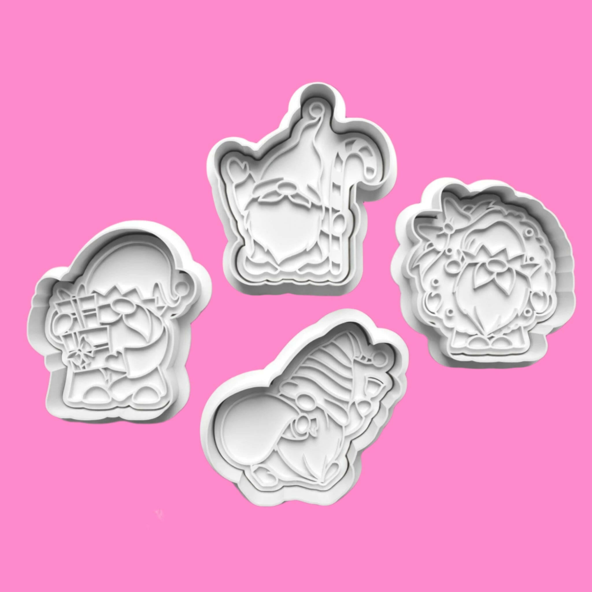 Christmas Gnomes Gonks Cookie Cutter and embosser stamp set..