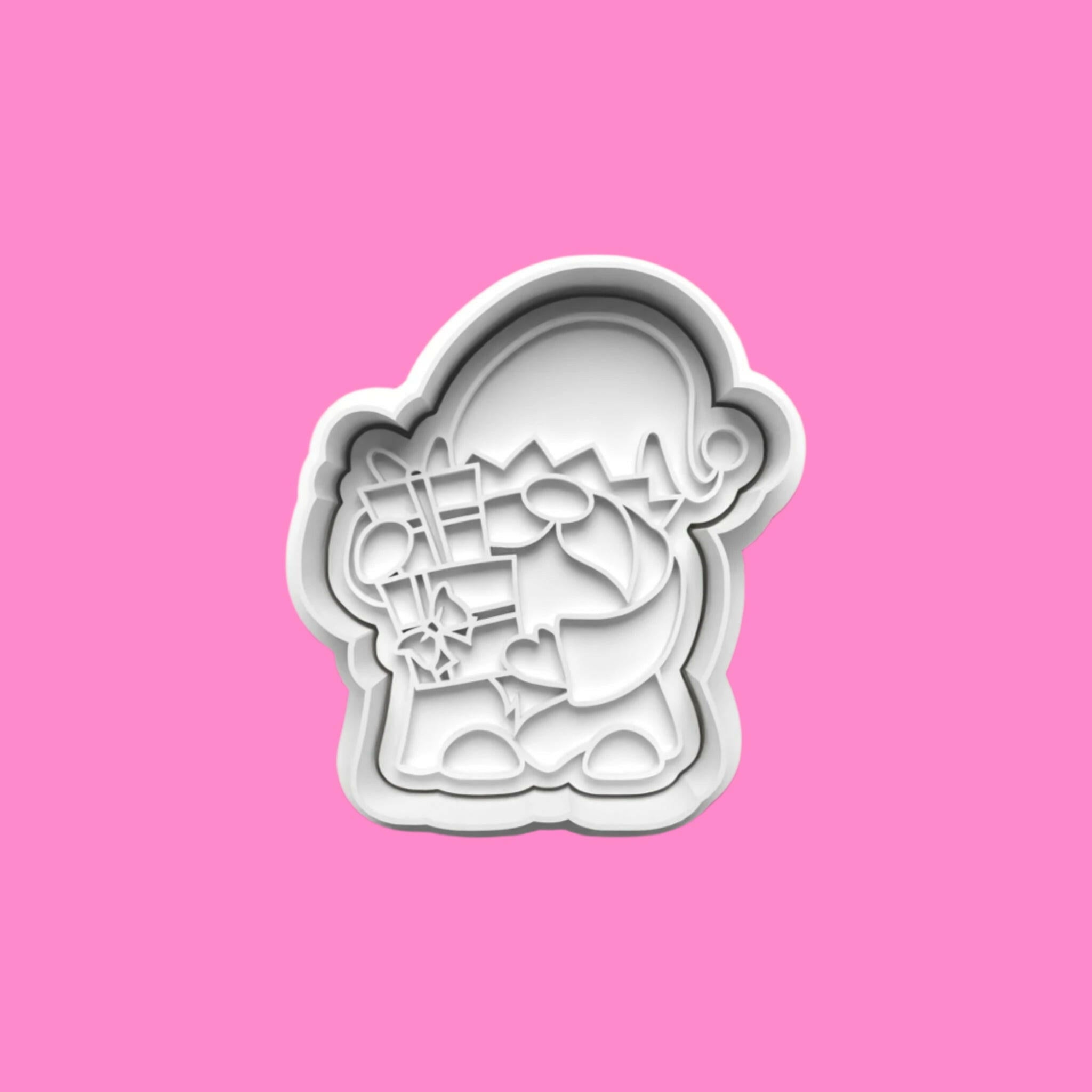 Christmas Gnomes Gonks Cookie Cutter and embosser stamp set..