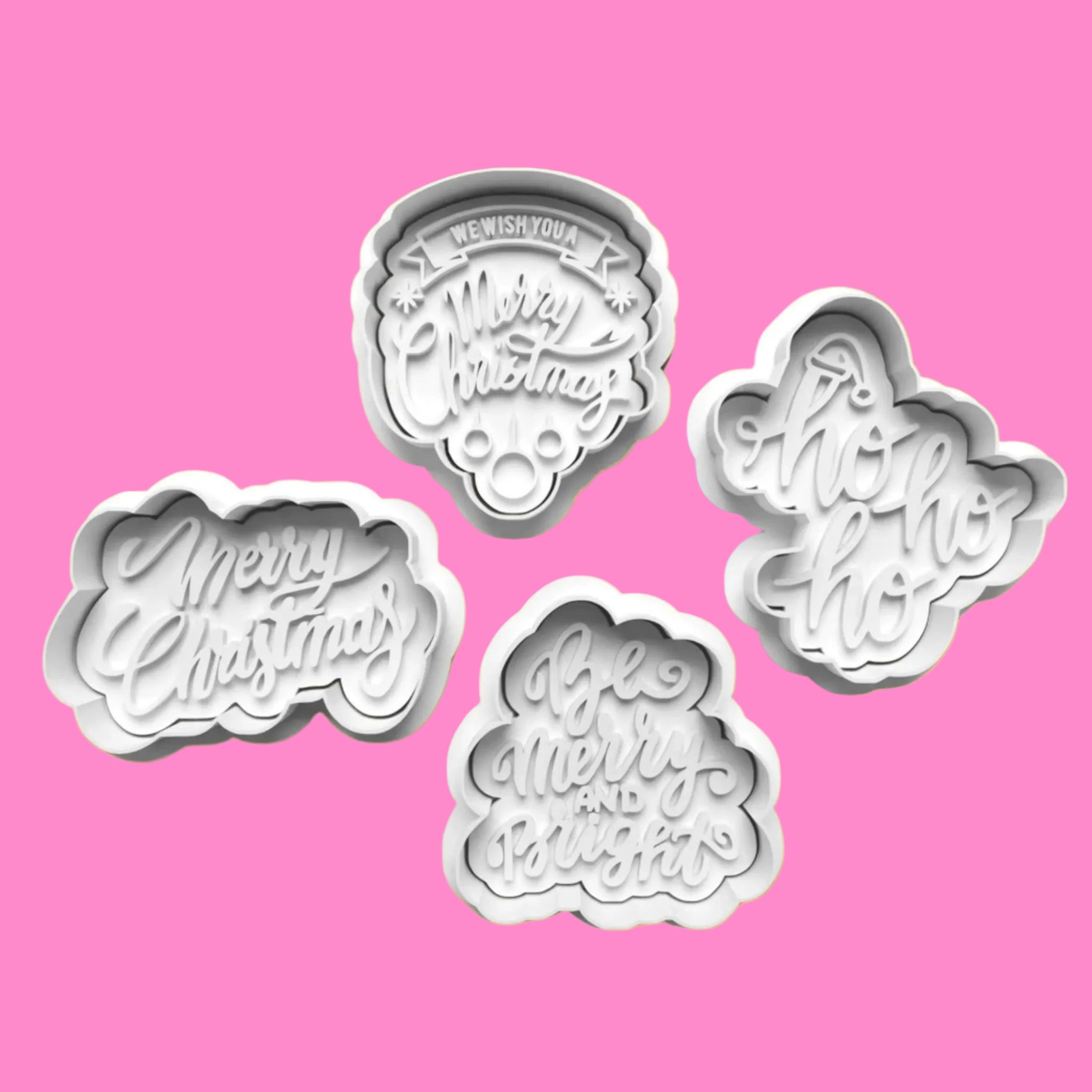 Christmas Phrases Lettering Cookie Cutter and embosser stamp set..