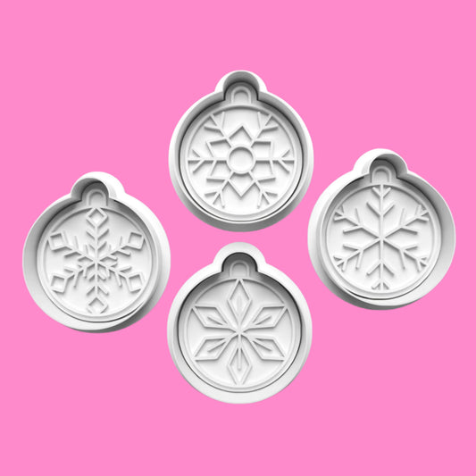 Christmas Baubles Round Cookie Cutter and embosser stamp set.