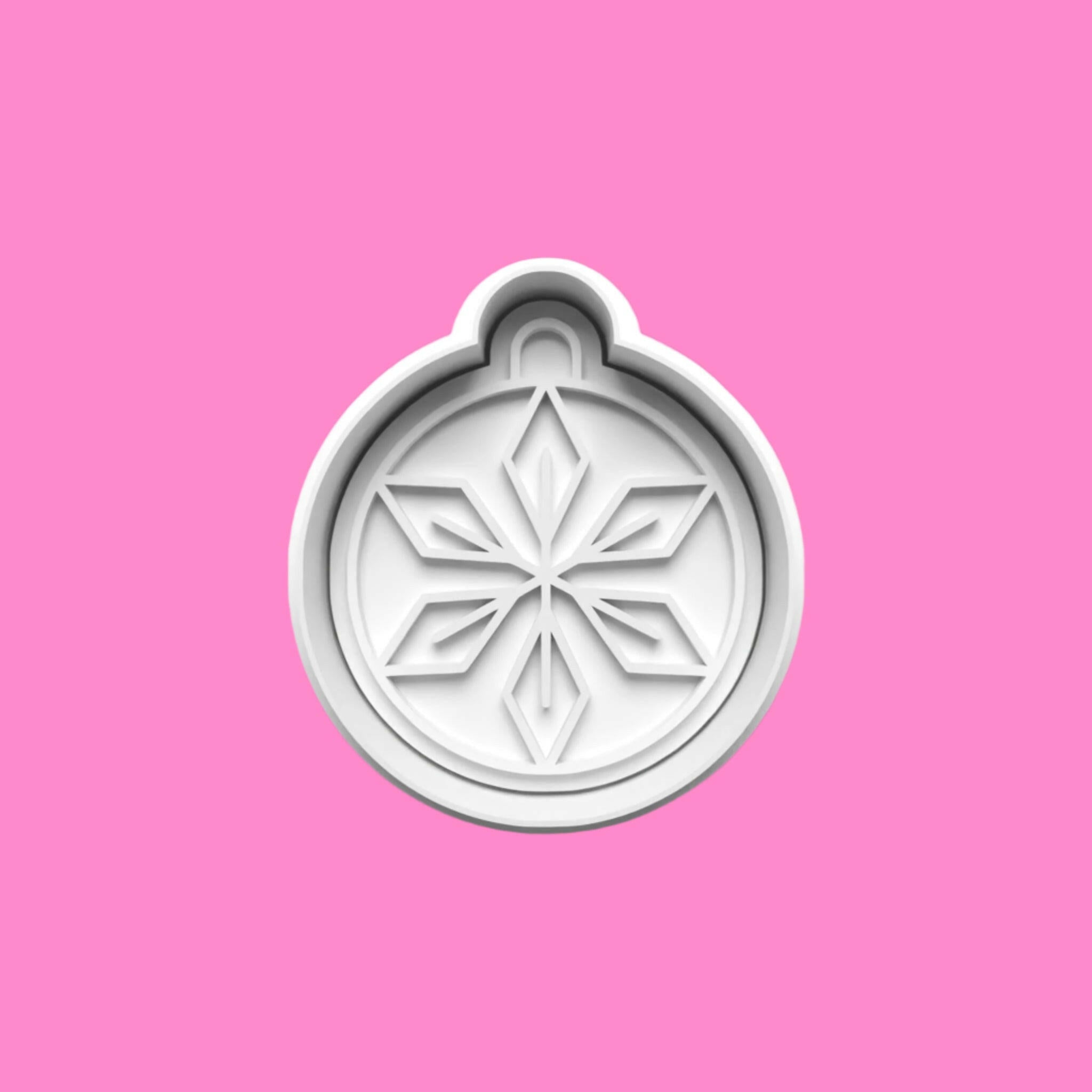 Christmas Baubles Round Cookie Cutter and embosser stamp set..