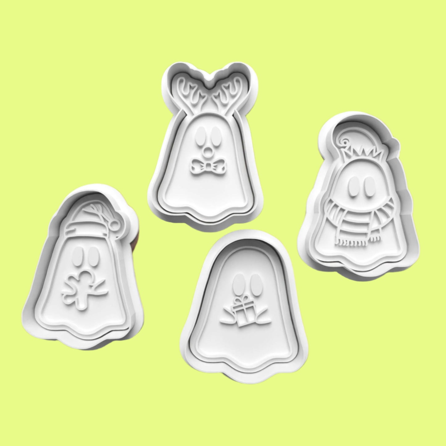 Christmas Ghosts Cookie Cutter and embosser stamp set.