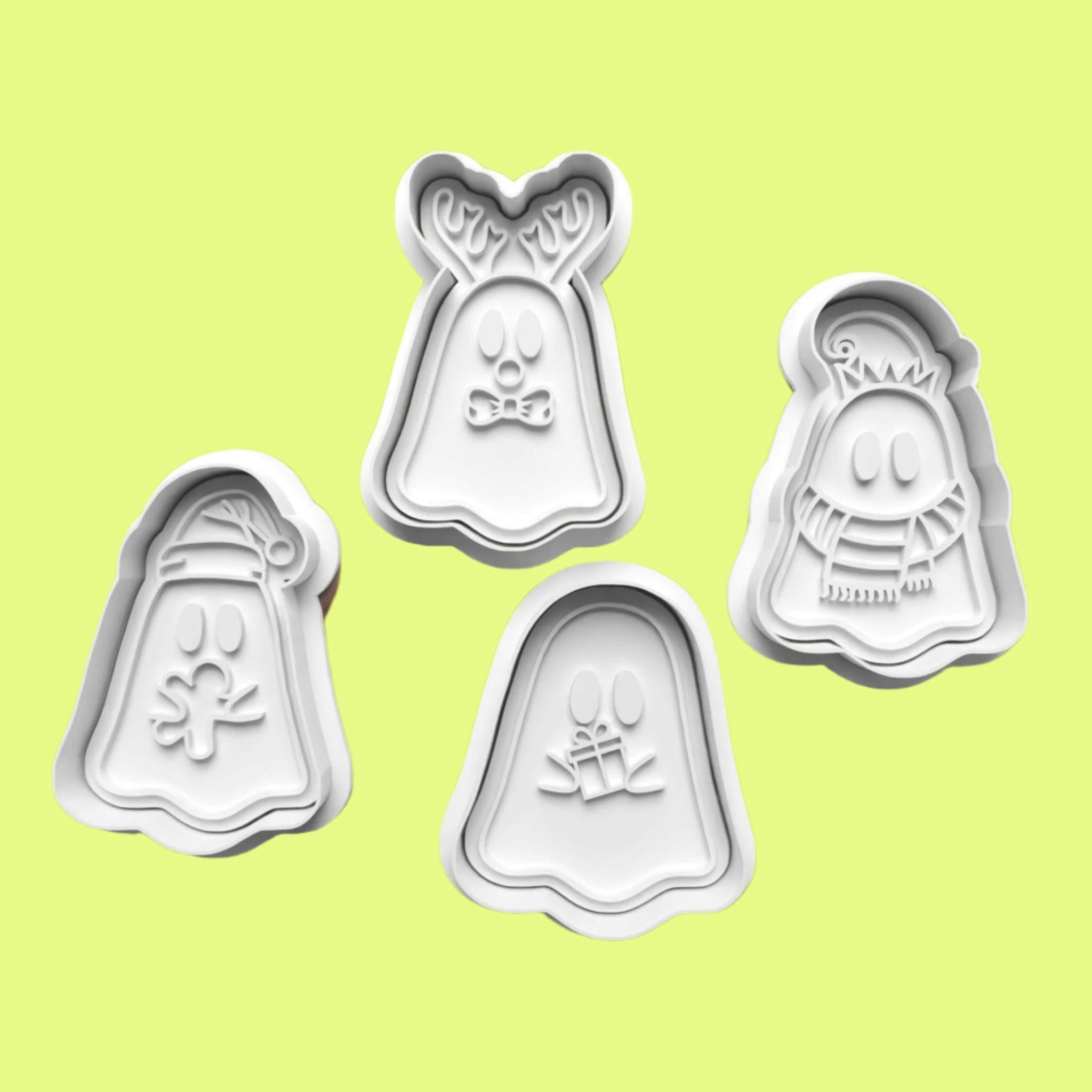 Christmas Ghosts Cookie Cutter and embosser stamp set..