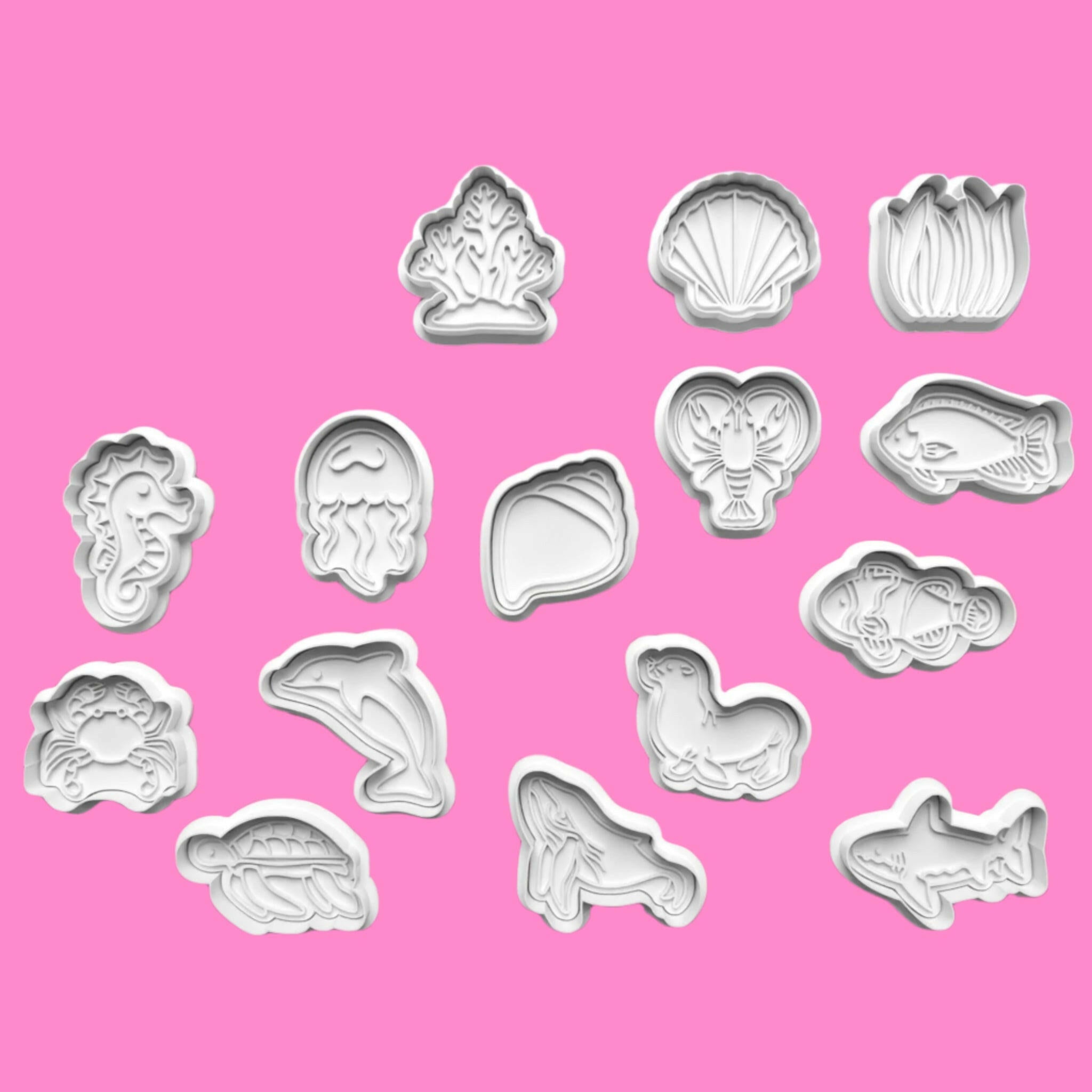 Underwater Scenery Cookie Cutter and Embosser Stamp Set of 15.