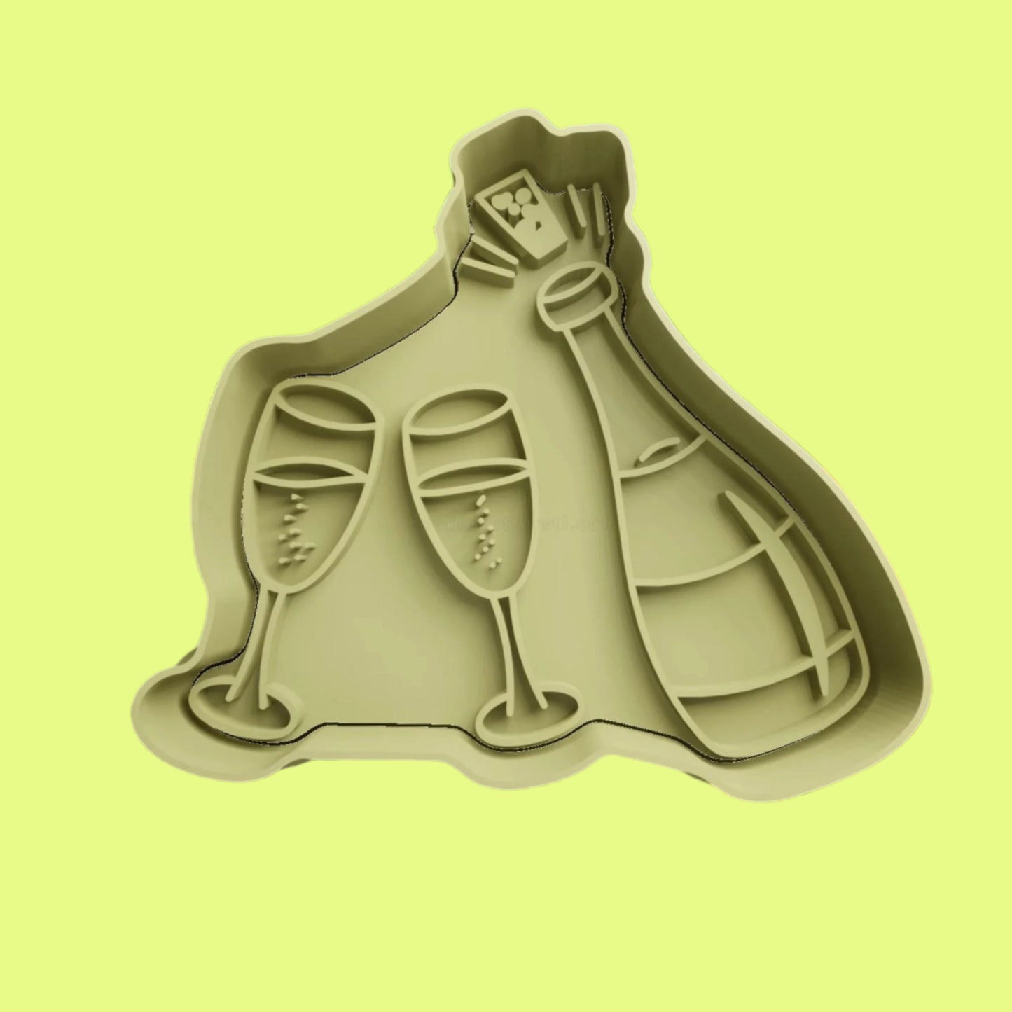 Champagne Bottle and Glasses Celebration Cookie Cutter and  Embosser Set