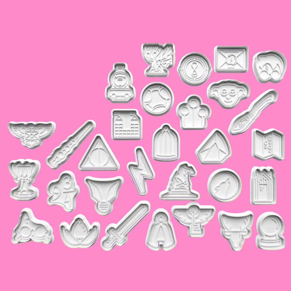 Inspired By Harry Potter Cookie Cutters and Embossers Comple Set.