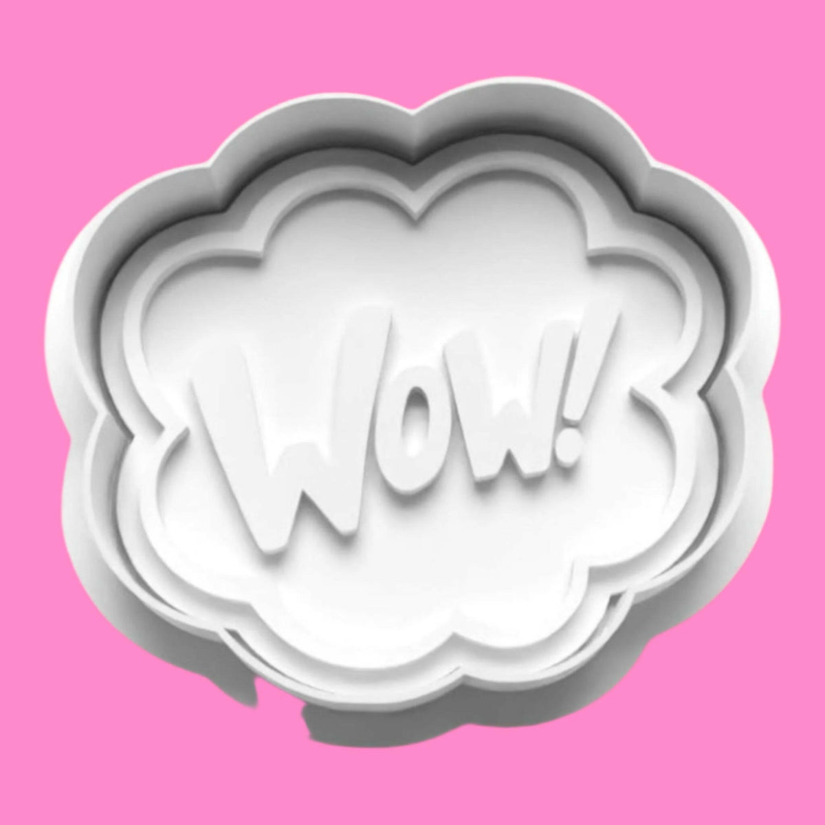 Comic Word Bubble Embosser and Cookie Cutter Set – "Zap," "Pow," "Wow," "Wham" Designs.