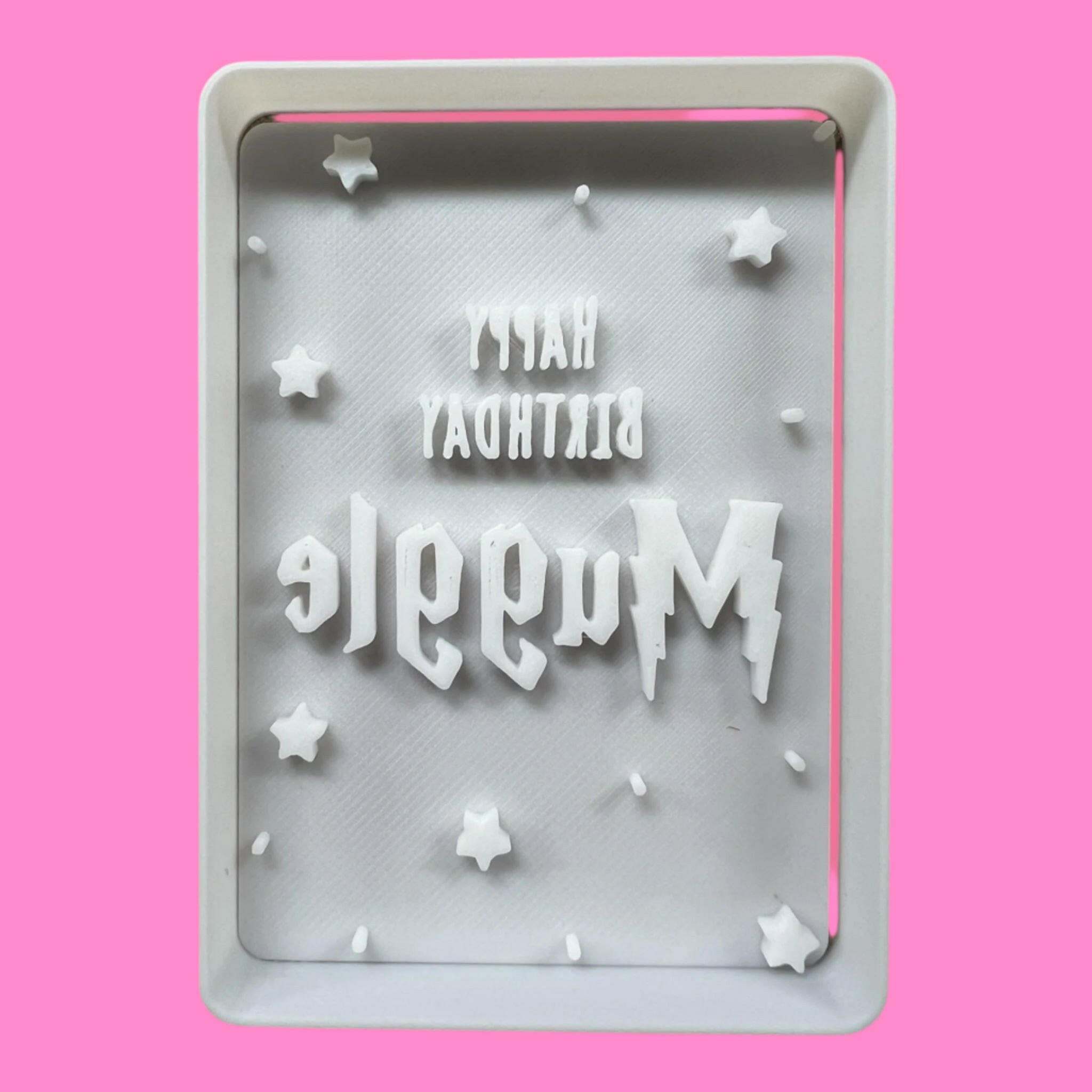 Harry Potter-Inspired "Happy Birthday Muggle" Embosser and Cookie Cutter Set.