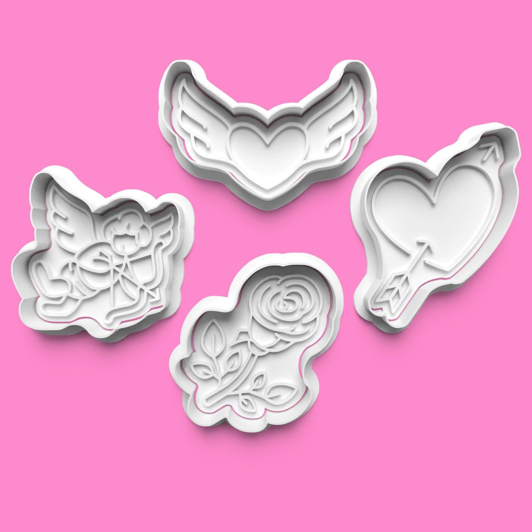 Valentines Love complete Cookie Cutter and Embosser Stamp Set. 0778.