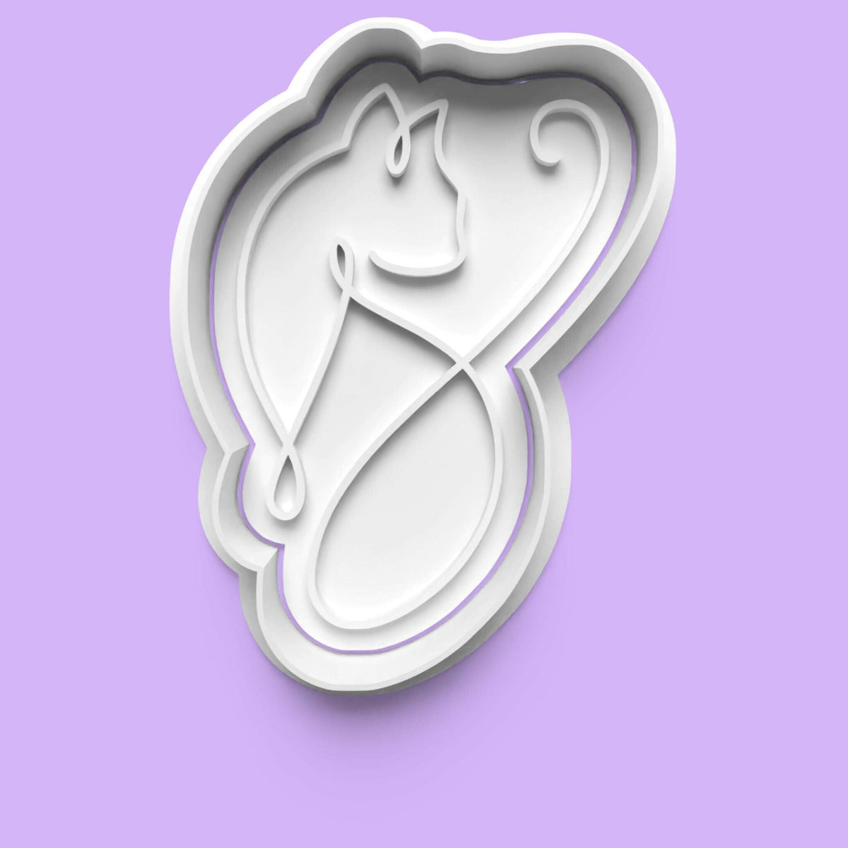 Cat Line Art complete Cookie Cutter and Embosser Stamp Set..