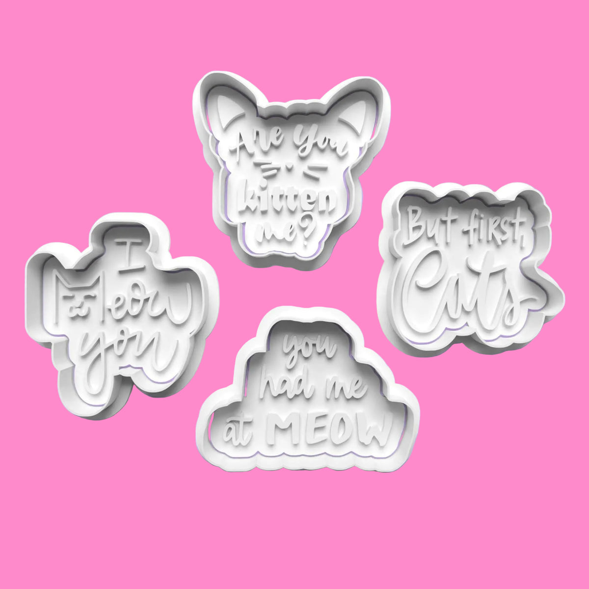Cat Love Cookie Cutter and Embosser Stamp Set.