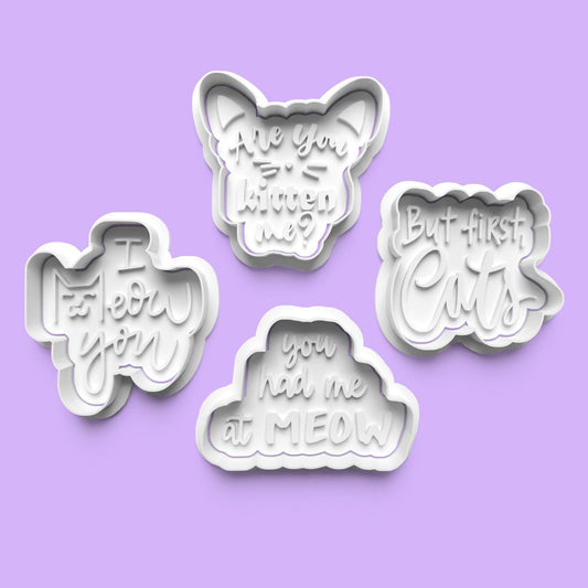 Cat Love Cookie Cutter and Embosser Stamp Set