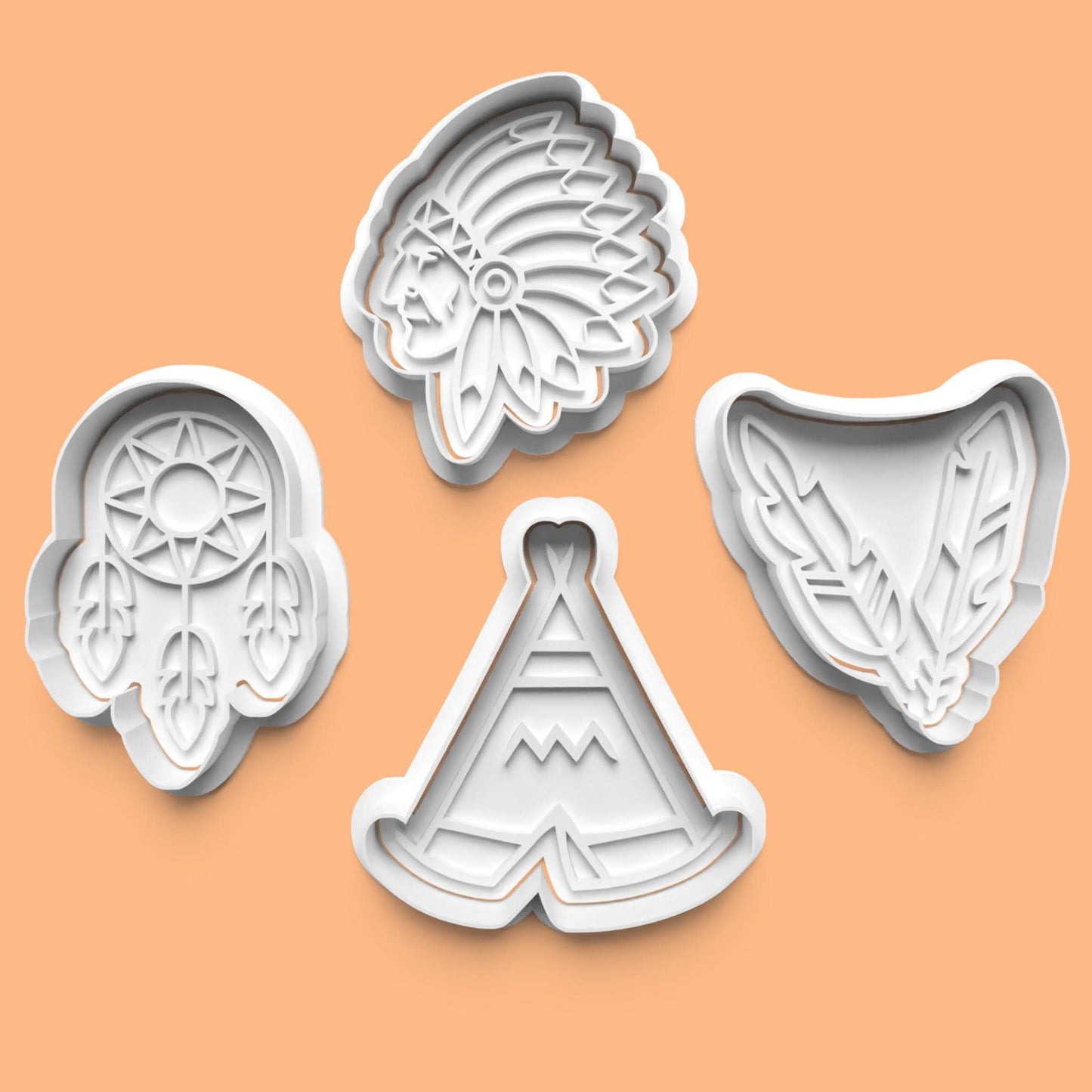 Native American Indian Cookie Cutter and Embosser Stamp Set