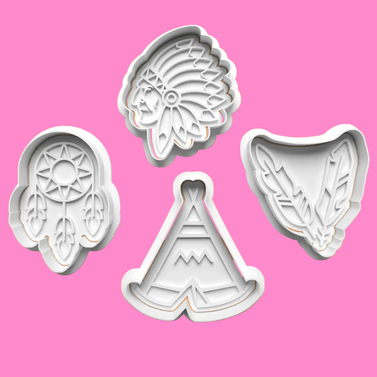 Native American Indian Cookie Cutter and Embosser Stamp Set.